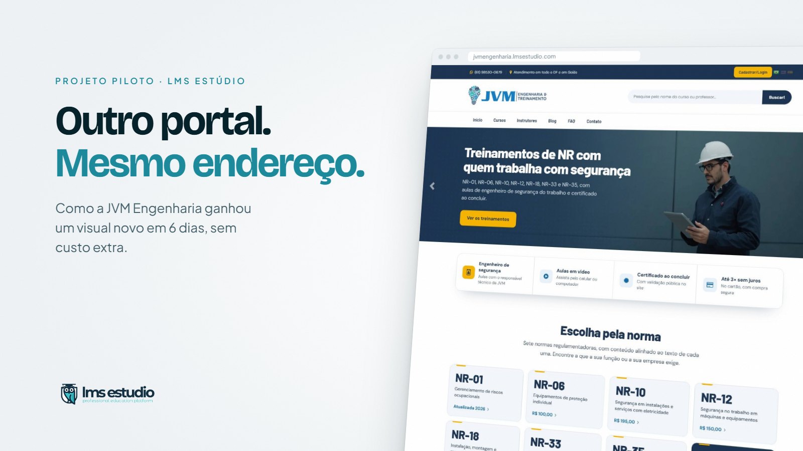 Antes e depois: como a JVM Engenharia ganhou um portal novo em 6 dias